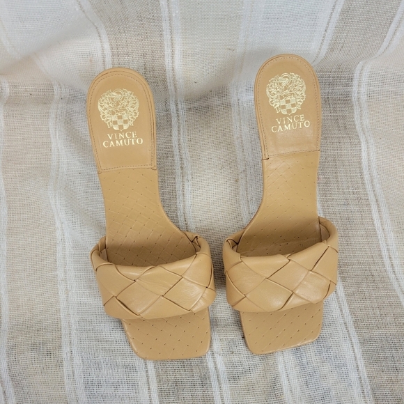 Vince Camuto Brelanie Braided Strap Sandals Leather Tan Nude Size 11M‎ - Picture 2 of 9